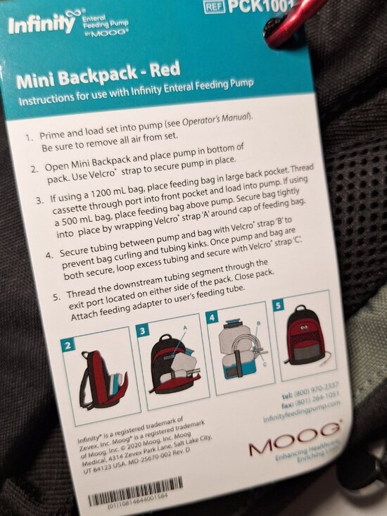 NWT ZEVEX Moog Mini Feeding Pump Backpack - Red/Black main image 5